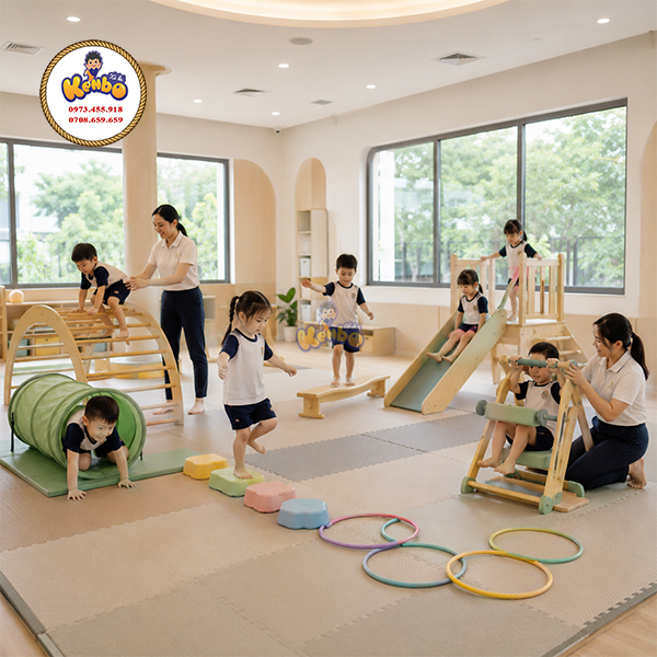 Tổng thể một không gian vận động dành cho trẻ mầm non